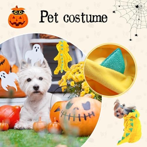 Hotumn Dinosaur Dog Halloween Costume Pet Dino Hoodie for Medium Dogs (X-Large, Yellow) - Image 5