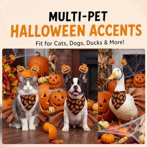Huhumy 3 Pcs Dog Halloween Costume Set with Bandana Tutu Dress Headband - Image 4