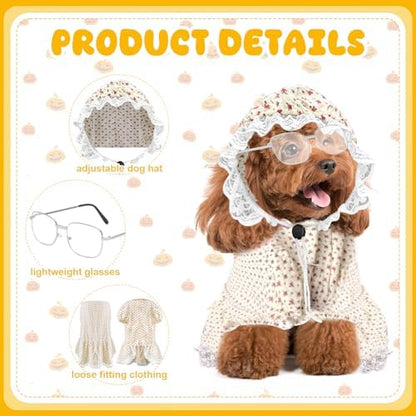 3 Pcs Old Lady Costume for Dog Grandmas Dogs Costume - Image 3