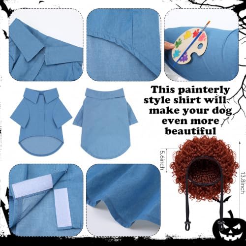 Dansydaisy 4 Pcs Halloween Dog Costume, Puppy 80s Painter Artist Outfit, XL - Image 3