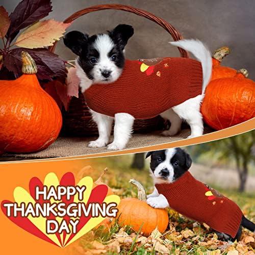 Sanwuta 3 Pcs Halloween Thanksgiving Christmas Dog Kint Sweaters Sets, XL - Image 3