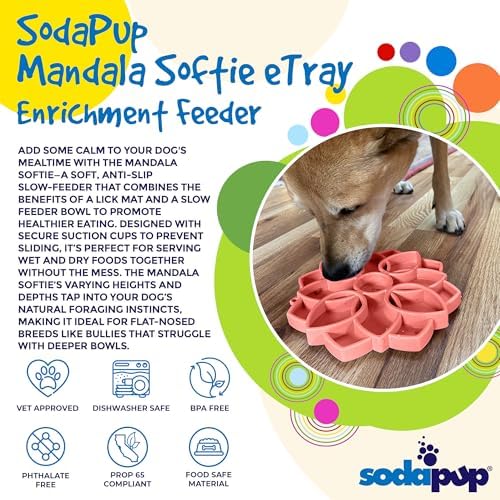 SodaPup Mandala Softie eTray –Durable Enrichment Feeder Made in USA, Non-Toxic, Pet-Safe, Food Safe Rubber for Mental Stimulation, Avoiding Overfeeding, Fresh Breath, Digestive Health, Calming, & More