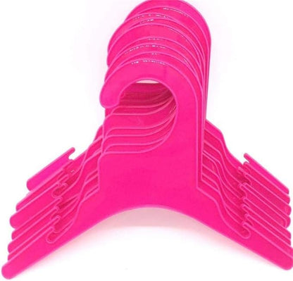Pet Clothing Hanger, 10PCS Plastic Anti-Skid Dog Puppy Cat Clothes Clothing Rack for Small Animals (Pink, L)