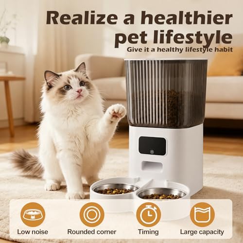 Automatic Cat Dual Bowls Feeder with Camera, 5G WiFi 7L Timed APP Control