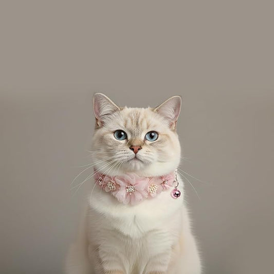 2 Pack Cat Collar Pink Floral with Bell and Removable Flower Bowtie Breakaway Adjustable Cat Collar for Girl Kitten Puppy Small Cats Dogs Daily Decoration (XQ102-2)