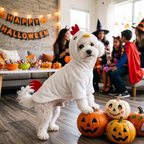 Funny Plush Chicken Dog Costume for Halloween Thanksgiving (Large) - Image 4