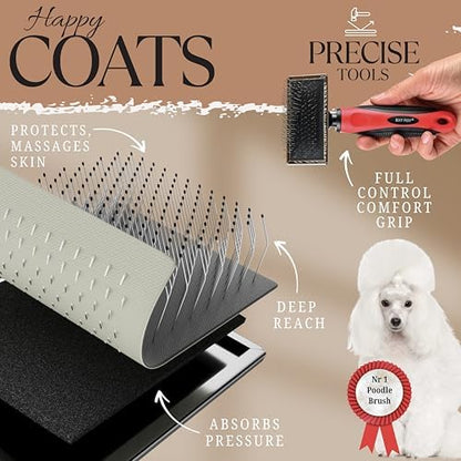Mini Brush for Dogs and Cats - Coated Tips Massage Skin - Long Pins Remove Mats, Tangles in Long and Poodle Fur - Image 3