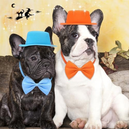 Huhumy 4 Pcs Halloween Dog Costume Blue and Orange Top Hat Accessories - Image 6