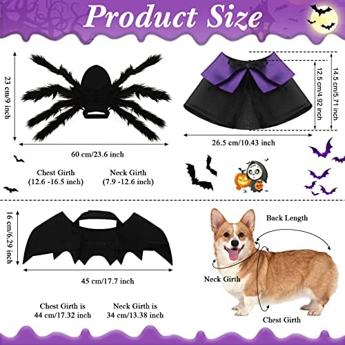 Syhood 3 Pcs Halloween Cat Dog Costume Set,Pet Bat Vampire Cloak,S,Cool - Image 2