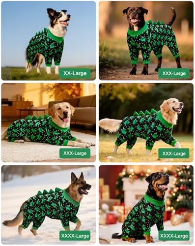 CuteBone Dinosaur Costume Dog Pajamas, Stretchy Spandex Crystal Velvet Sleepwear Coat for Small Dogs, Soft & Warm Pet Outfit Clothes for Cold Weather, Cozy Pullover Design COSP14XXL - Image 5