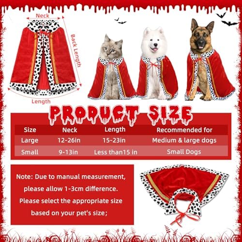Small Dog Cat Halloween Costumes Dog King Costumes Cape Crown for Medium Dogs Funny King Prince Halloween Cosplay Costume for Small Dogs Cats - Image 2