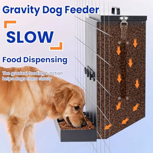17 Lbs Automatic Dog Feeder, Hanging Metal Cage Kennel, Large Breed