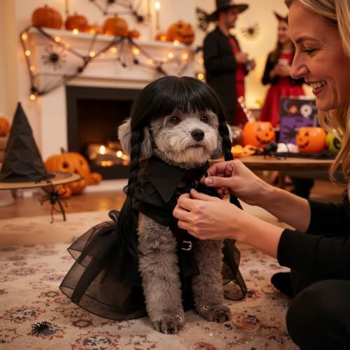 Coume 3 Pcs Halloween Dog Costumes for Dog with Belt and Wig, S - Image 5