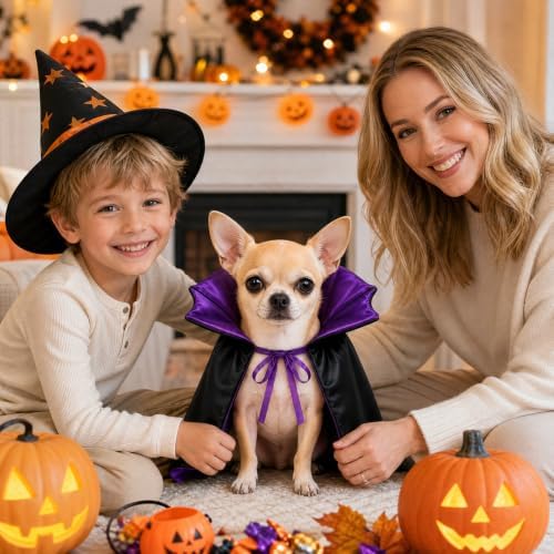 Dog Halloween Costumes for Small Medium Dogs Cats Upgraded, Funny Small Dog Devil Costumes for Trick-or-Treating, Cosplay, Parties, Photo Shoots Adjustable 10-20 Inches(Purple) - Image 6