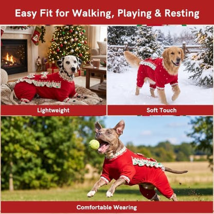 Christmas Large Dog Costume Tree Print Bow Tie Outfit Soft Polyester Pet Clothes for Holiday Party Christmas Photos and Family Gatherings Comfortable Fit Christmas Costume for Puppy Dog - Image 4