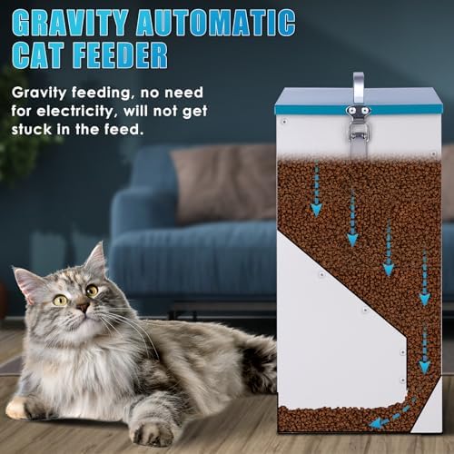 Outdoor Automatic Cat Feeder Gravity Feeder for Multi Feral Cat Dry Food