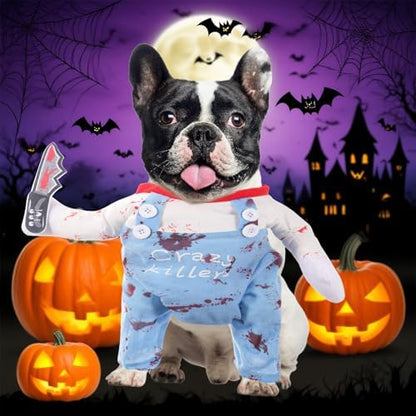 QKURT Pet Halloween Costume, Deadly Dog Cloths Halloween Crazy Cosplay Outfit, Funny Adjustable Costume for Small Medium Large Dogs Puppy Cats - Image 4