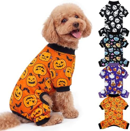 XPUDAC 4 Pack Halloween Dog Clothes Puppy Pajamas for Small Dogs, M by XPUDAC