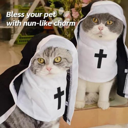 MANON ROSA Cat Halloween Costume, Funny Nun Dress for Cats & Small Dogs, M - Image 5
