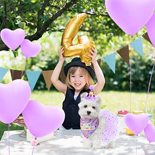 SCENEREAL Dog Birthday Bandana with Hat and Dress Girl Set, Puppy Birthday Party Supplies, Cute Tutu Skirt Outfit for Small Medium Large Dogs - Image 6