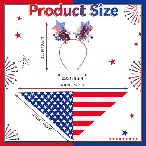 Huhumy 3 Pcs July 4th Dog Outfit Patriotic Flag Bandana Tutu Headband - Image 3