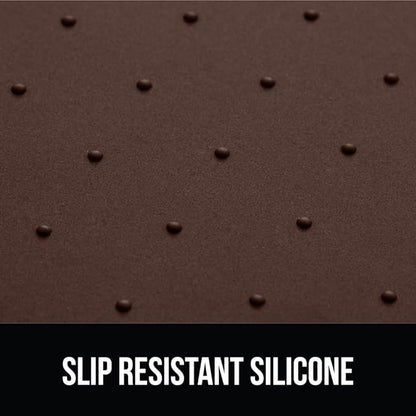 GORILLA GRIP 100% Waterproof Raised Edge BPA Free Silicone Pet Feeding Mat, Dog Cat Food Mats Contain Spills Protects Floors, Placemats for Cats and Dogs Water Bowl, Pets Accessories 18.5x11.5 Brown