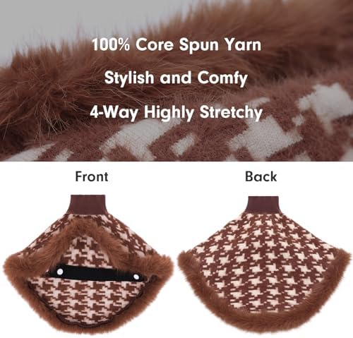 Dog Sweater Cloak, Pearl Cotton Bouclé Yarn Puppy Sweater, Cold Weather Coat Knitwear for Small Dogs, Classic Turtleneck Thick Dog Clothes with Thick Fluff DS-DP02M - Image 2