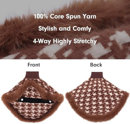 Dog Sweater Cloak, Pearl Cotton Bouclé Yarn Puppy Sweater, Cold Weather Coat Knitwear for Small Dogs, Classic Turtleneck Thick Dog Clothes with Thick Fluff DS-DP02M - Image 2