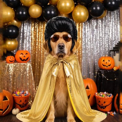 Mepase Halloween Large Dog Retro Rock Star Costume Set with Cape, Wig - Image 6