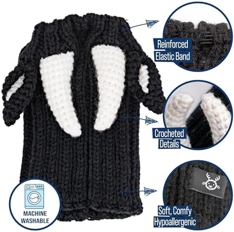 Zoo Snoods Bull Costume - Warm Knit Cow Dog Snood Wrap for Pets, Neck Ear Cover Protection for Halloween Winter (Small) - Image 4