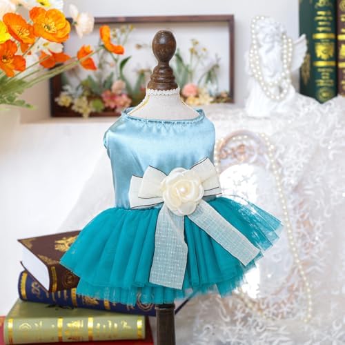 Fashion Sweet Puppy Dog Blingbling Princess Skirt Pet Dog Lace Cake Camisole Tutu Dress J-Blue M - Image 5