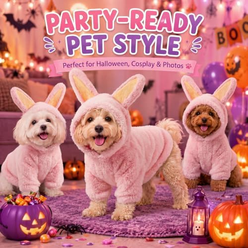 Halloween Pet Costume Bunny Ear Hoodie Pullover, XX-Large, Pink - Image 5