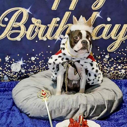 Pet ​King Cloak Christmas Dog Costumes Lux Fur Red Royal Cape Cat Robe Warm Winter Coat Outfit Medium Large Dogs Prince Costume Xmas Queen Clothes Princess Cosplay Birthday Dress (Red, Large) - Image 7