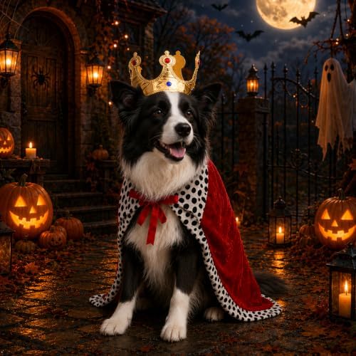 Dog Halloween Costumes for Medium Dogs,Funny Dog Costume King Crown Cape(M) - Image 4
