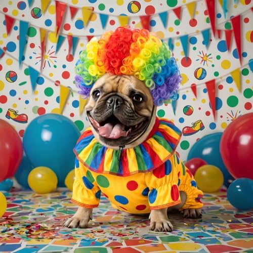 Tallew 2 Pcs Halloween Dog Clown Costume Wig Cosplay Set, L - Image 4