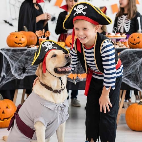 FLAdorepet Halloween Large Dog Renaissance Pirate Costume Shirt and Hat,5XL - Image 4