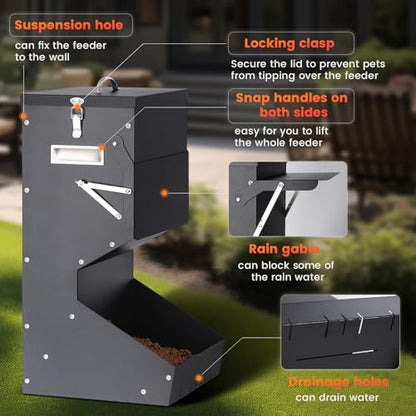 Automatic Dog Feeder for Large Breed Outdoor Metal Pet Feeder