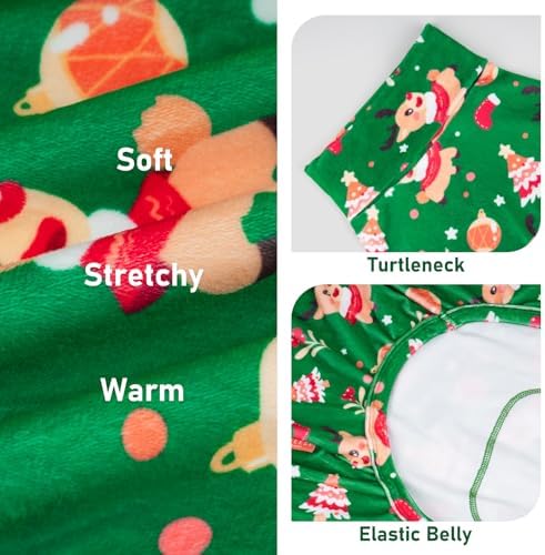 KYEESE Dog Christmas Pajamas for Small Dogs Green Reindeer Velvet Onesie - Image 3