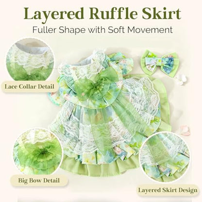 Spring Dog Dress, Floral Princess Dog Dress, Multi-Layer Ruffle Skirt with Soft Mesh & Lace Fabric, Girl Dog Clothes for Holiday, Birthday, Wedding, Party, Photoshoot (XXL) - Image 5