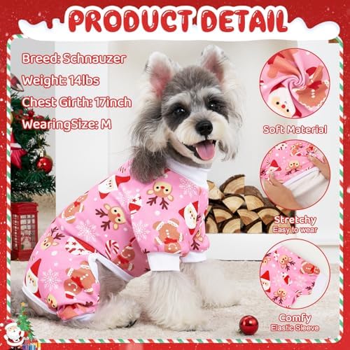 XPUDAC 4 Pack Christmas Dog Pajamas Comfy Dog Clothes for Small Medium Dogs Girl Boy Holiday Pet Outfit Puppy Onesie Cat Pjs Jammies, S - Image 3