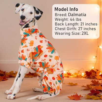 KYEESE Thanksgiving Dog Pajamas, Turtleneck Dog Pajamas for Small Dogs Boy Girl, Soft Velvet Turkey Pattern, Pet Onesie with 4-Leg Design, Stretchable Warm Jammies, Cozy Holiday Pjs, X-Large - Image 4
