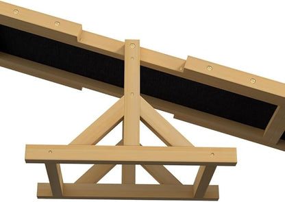 71" Dog Agility Seesaw Outdoor for Training and Exercise, Wooden Platform Dog Agility Training Equipment - Dog Obstacle Course Backyard Run Game Toy (Yellow)