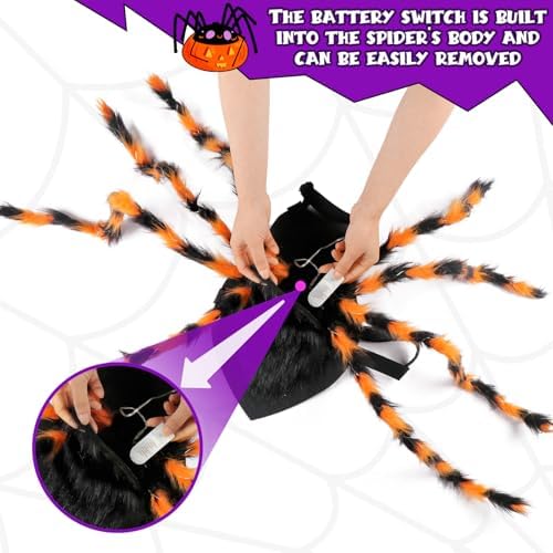 OurWarm Dog Halloween Costumes Adjustable LED Spider Costume for Large Dogs - Image 6