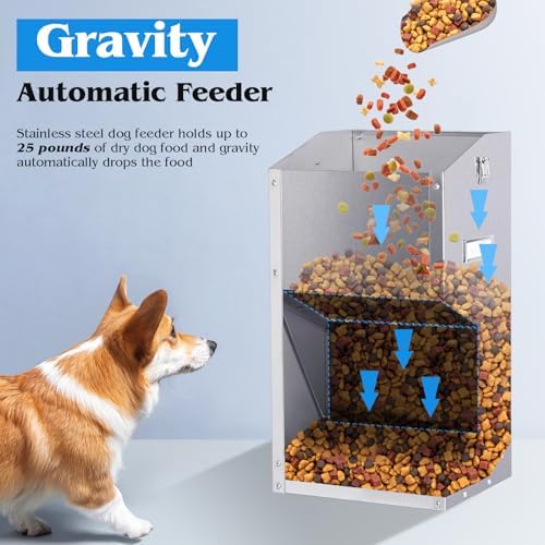 Automatic Dog Feeder Large Breed Stainless Steel Feeder Dispenser