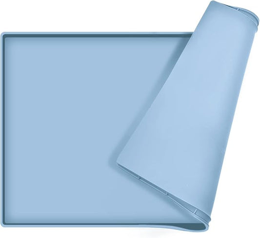 Dog Food Mat,Silicone Waterproof Food Tray,Non Slip Pet Bowl Mats Placemat,1" Raised Edge,Suitable for Most Small and Medium Sized Pets,32" x 24"