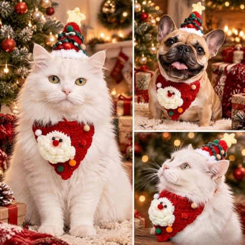 Dog Christmas Costume,Handmade Dog Outfits, Christmas Tree Pet Hat & Cute Santa Cat Costume – Gifts for Cats and Small Sized Dogs, Party & Photos, Outgoing - Image 2