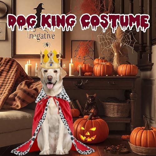 Rypet Dog King Costume, Plush King Cape & Halloween Crown for Dogs, XL - Image 2