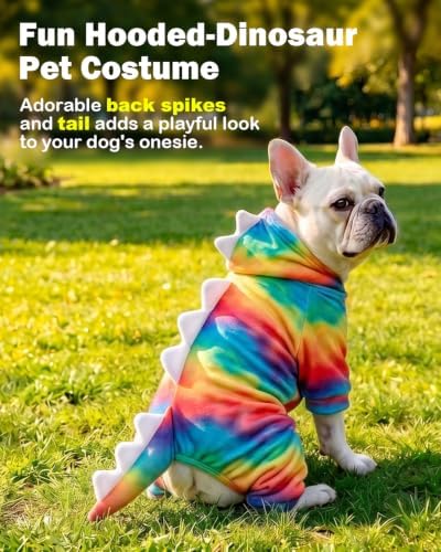 CuteBone Dinosaur Pet Costume Onesie - Hooded Puppy Pajamas - Small Dog Clothes Cat Full-Body Romper COSH06L - Image 2