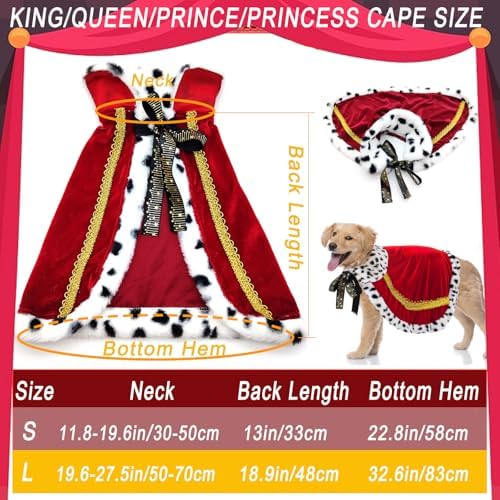 Pet ​King Cloak Christmas Dog Costumes Lux Fur Red Royal Cape Cat Robe Warm Winter Coat Outfit Medium Large Dogs Prince Costume Xmas Queen Clothes Princess Cosplay Birthday Dress (Red, Small) - Image 5