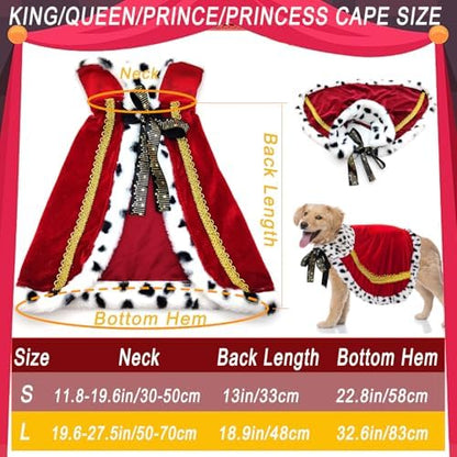 Pet ​King Cloak Christmas Dog Costumes Lux Fur Red Royal Cape Cat Robe Warm Winter Coat Outfit Medium Large Dogs Prince Costume Xmas Queen Clothes Princess Cosplay Birthday Dress (Red, Small) - Image 5